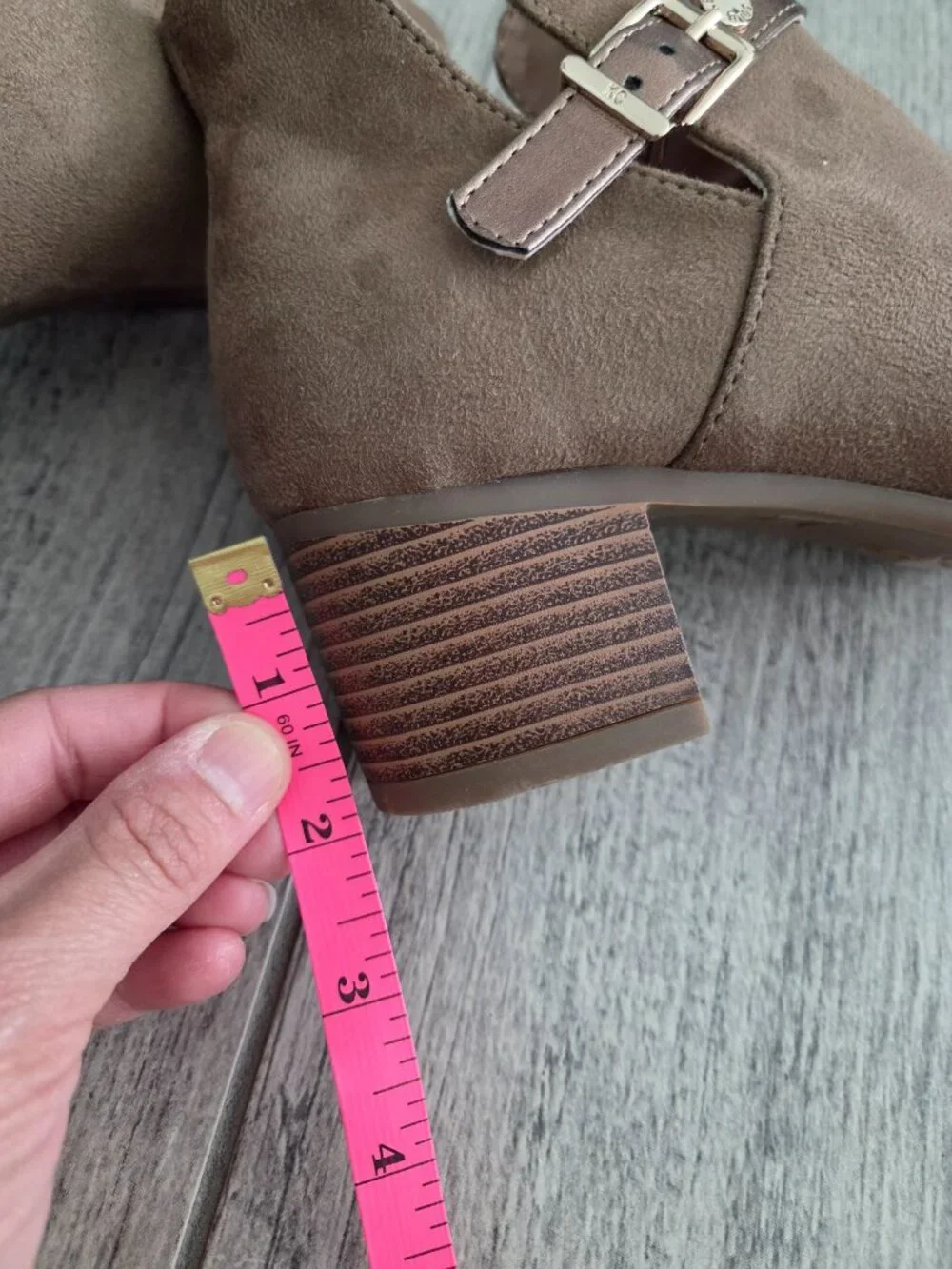 Kenneth Cole New York Girls Booties Suede Taupe Brown Peep Toe Size 4